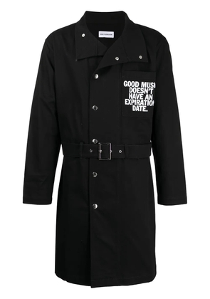 Honey Fucking Dijon slogan-print cotton coat - Black