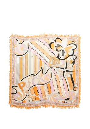 PUCCI Pre-Owned fringed silk scarf - Neutrals