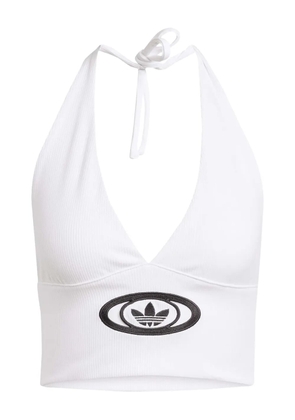 adidas halterneck ribbed tank top - White