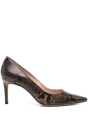 Stuart Weitzman 80mm snakeskin-pattern stiletto heeled pumps - Brown