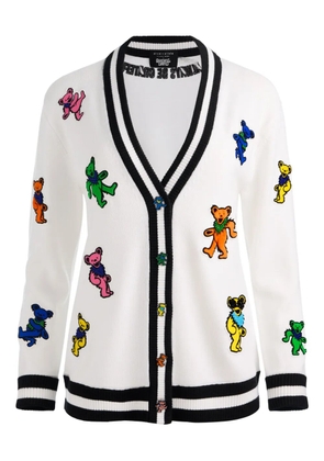 alice + olivia Bradford bear-embroidered cardigan - White