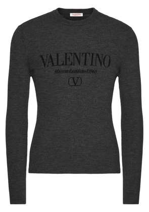 Valentino Garavani logo-intarsia virgin-wool jumper - Grey