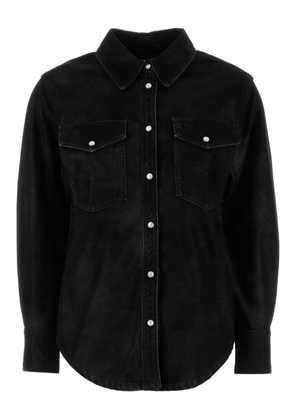 MARANT ÉTOILE Delcia leather-texture flap-pocket shirt - Black