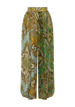 ALEMAIS Clemenza paisley-print pleated trousers - Green