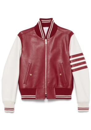 Thom Browne 4-bar leather bomber jacket - Red