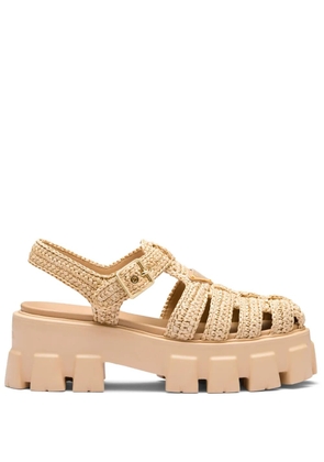 Prada Monolith raffia-effect sandals - Neutrals