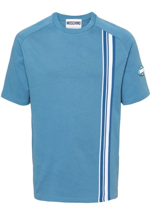 Moschino stripe-patch cotton T-shirt - Blue