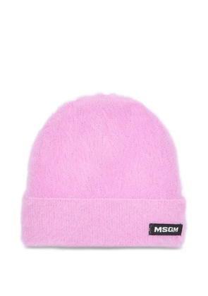 MSGM logo-patch beanie - Pink
