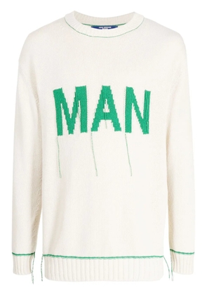 Junya Watanabe MAN jacquard-logo knitted sweatshirt - Neutrals