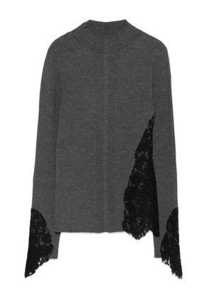 PINKO Samoa lace-detail ribbed sweater - Grey