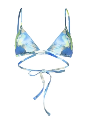 Simkhai watercolour-print triangle bikini top - Blue
