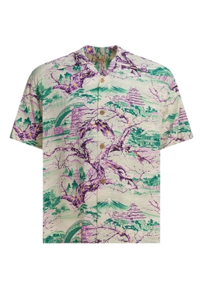 Sun Surf landscape-print shirt - Green