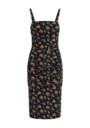 Dolce & Gabbana floral-pattern ruched midi dress - Black