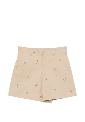 JNBY floral-embroidered shorts - Neutrals