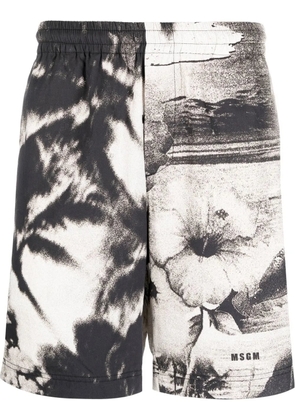 MSGM graphic-print track shorts - Black