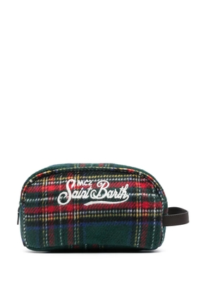 MC2 Saint Barth logo-embroidered tartan-check wash bag - Green