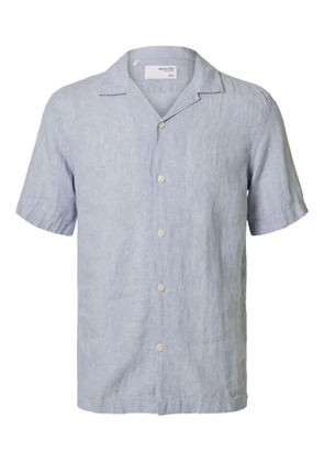 SELECTED cuban collar short-sleeve shirt - Blue