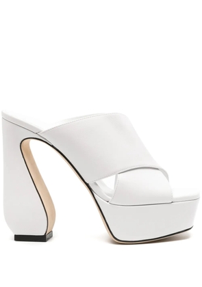 Sergio Rossi 135mm crossover-strap leather sandals - White