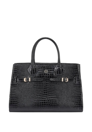 Philipp Plein big crocodile-effect logo tote bag - Black