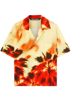 Palm Angels abstract-print notched-collar shirt - Yellow