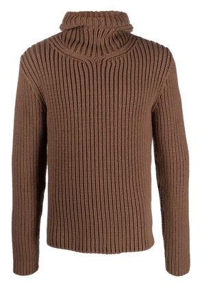 Lanvin ribbed-knit hooded jumper - Brown