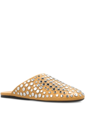 Tory Burch leather studded flat mules - Brown