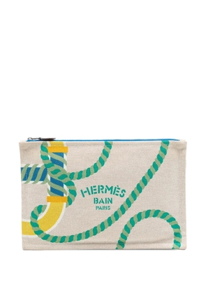 Hermès Pre-Owned 2020-2025 Canvas Canoe H Yachting Flat Case pouch - Brown