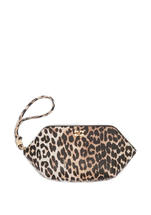 GANNI leopard print wristlet make up bag - Brown