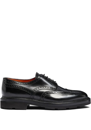 Santoni brogue-detailing leather Derby shoes - Black