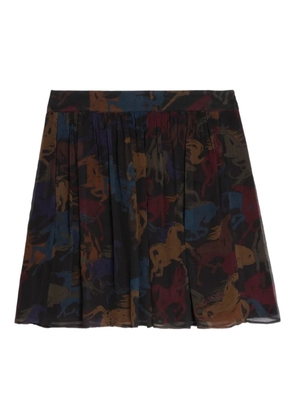Zadig&Voltaire pleated horse-print skirt - Brown