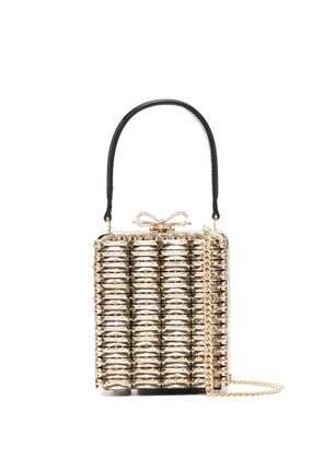 Self-Portrait crystal-embellished top-handle mini bag - Gold
