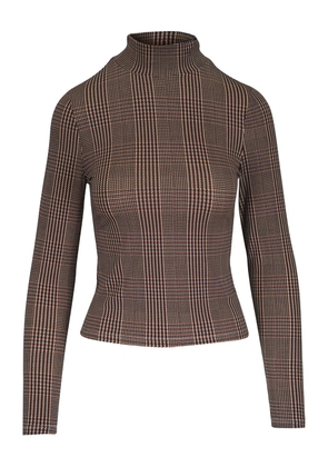 Veronica Beard Nate mock-neck plaid-pattern top - Brown