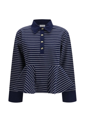 GANNI striped peplum polo - Blue