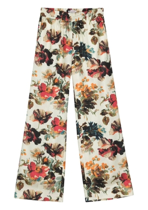 Alberto Biani floral silk straight trousers - Green