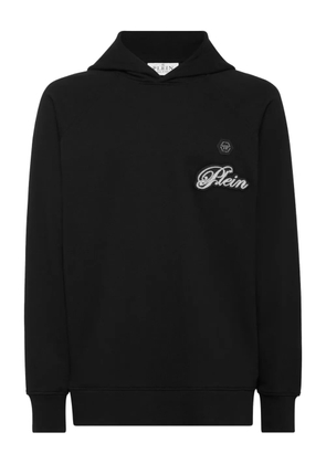 Philipp Plein logo-patch raglan-sleeve hoodie - Black