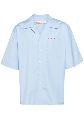 Marni logo-print poplin shirt - Blue