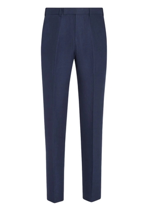 Zegna Oasi tapered-leg linen trousers - Blue