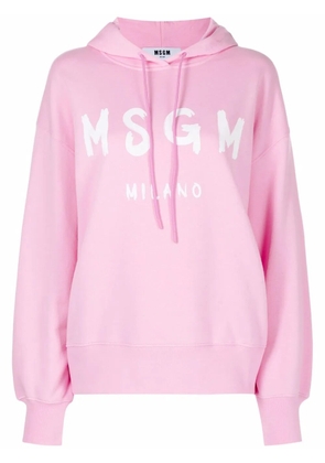 MSGM logo-print cotton hoodie - Pink