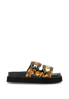 Versace Jeans Couture buckled Barocco-print sandals - Black