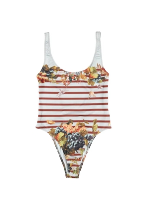 Jean Paul Gaultier striped floral swimsuit - White