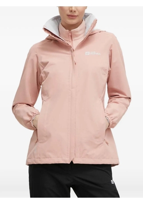 JACK WOLFSKIN zip hooded rain jacket - Pink