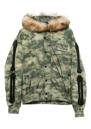 AMIRI camo faux-fur hooded jacket - Green