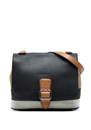 Burberry Pre-Owned 2021-2025 Mega Check Canvas and Grainy Calfskin Shellwood crossbody bag - Black