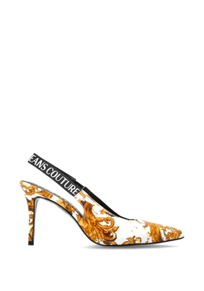 Versace Jeans Couture Barocco-print slingback pumps - White