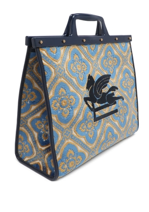 Etro Pre-Owned 2023 velvet embroidered tote bag - Blue