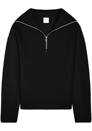 Courrèges ribbed wool hooded sweater - Black