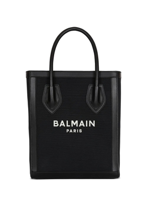 Balmain leather-trimmed canvas tote bag - Black