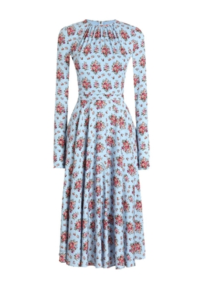 Dolce & Gabbana flower bouquets-print midi dress - Blue
