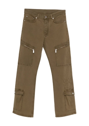 Off-White zip-pocket embroidery trousers - Green