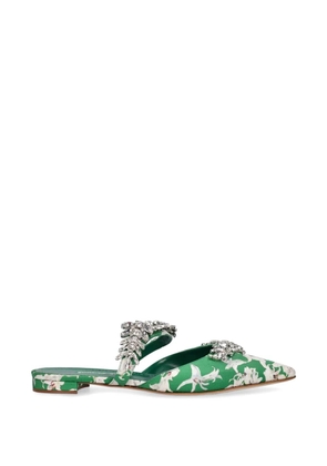 Manolo Blahnik crystal-embellishment mules - Green